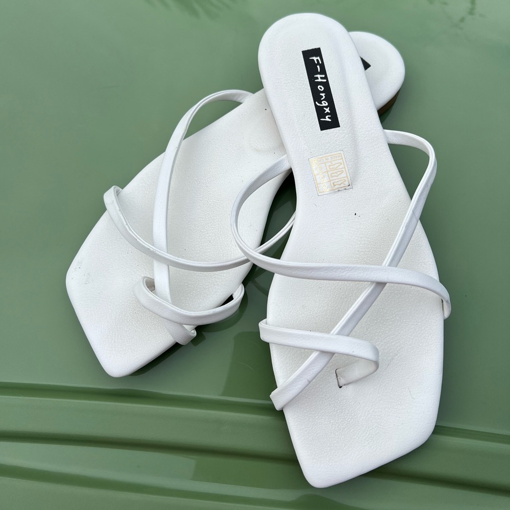 Wide foot white sandals
